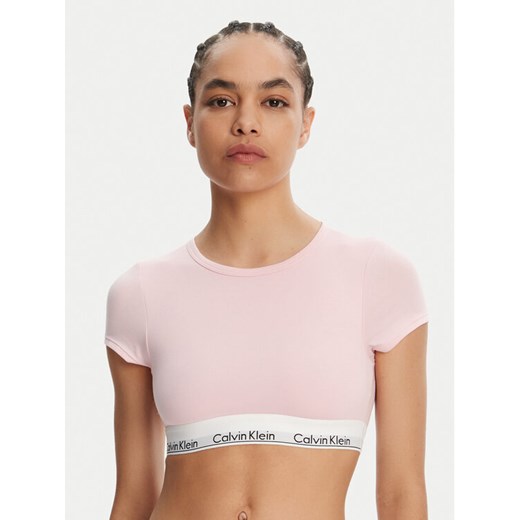 Calvin Klein Underwear T-Shirt LV00QF7213 Różowy Slim Fit ze sklepu MODIVO w kategorii Bluzki damskie - zdjęcie 182717584