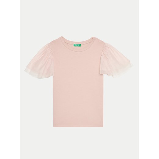 United Colors Of Benetton T-Shirt 3Q8DC10LW Różowy Regular Fit ze sklepu MODIVO w kategorii Bluzki dziewczęce - zdjęcie 182717644
