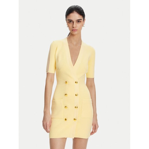 Elisabetta Franchi Sukienka dzianinowa AM-66S-51E2 Żółty Regular Fit ze sklepu MODIVO w kategorii Sukienki - zdjęcie 182717783