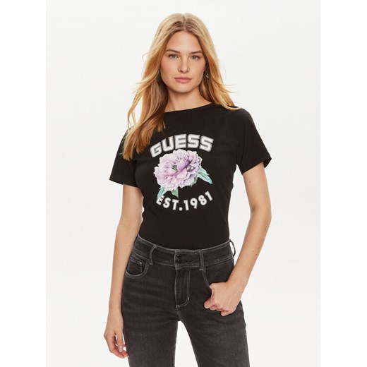Guess T-Shirt Peony V4YI15 J1314 Czarny Regular Fit ze sklepu MODIVO w kategorii Bluzki damskie - zdjęcie 182717804