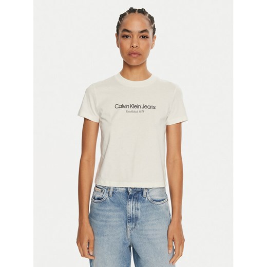 Calvin Klein Jeans T-Shirt J20J224914 Écru Regular Fit S MODIVO