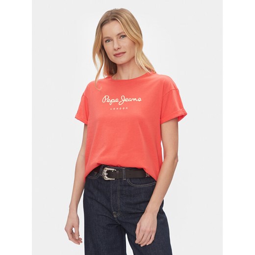 Pepe Jeans T-Shirt Helga PL505761 Czerwony Regular Fit ze sklepu MODIVO w kategorii Bluzki damskie - zdjęcie 182718493