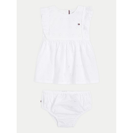 Tommy Hilfiger Sukienka letnia Broderie KN0KN01803 Biały Regular Fit ze sklepu MODIVO w kategorii Sukienki niemowlęce - zdjęcie 182719030