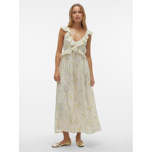 Vero Moda Sukienka letnia Josie 10303761 Écru Regular Fit ze sklepu MODIVO w kategorii Sukienki - zdjęcie 182719053