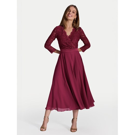 Swing Sukienka koktajlowa 5AE29100 Bordowy Regular Fit ze sklepu MODIVO w kategorii Sukienki - zdjęcie 182719071