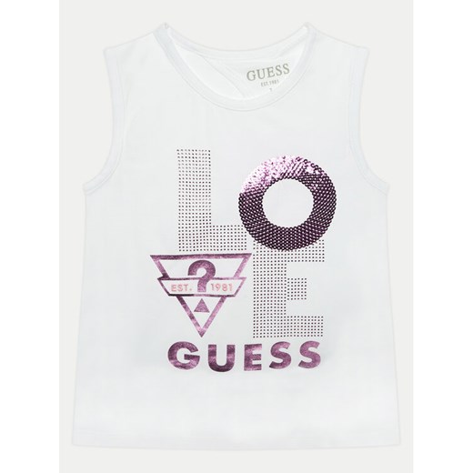 Guess Top J4GI15 K6YW3 Biały Regular Fit ze sklepu MODIVO w kategorii Bluzki dziewczęce - zdjęcie 182719224