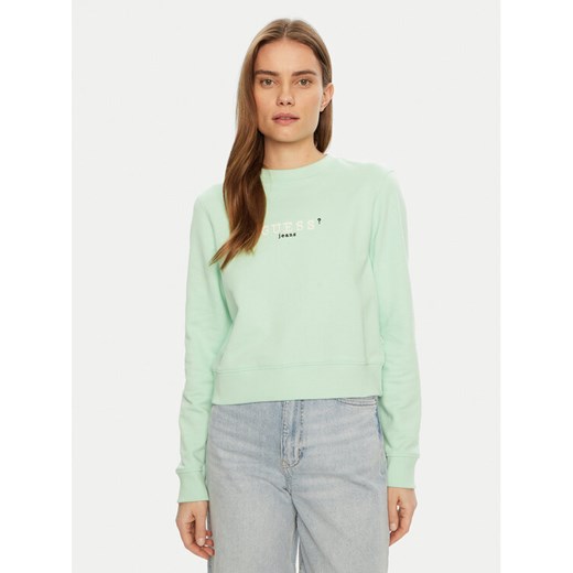 Guess Jeans Bluza W5RQ28 K68I4 Zielony Regular Fit ze sklepu MODIVO w kategorii Bluzy damskie - zdjęcie 182719290