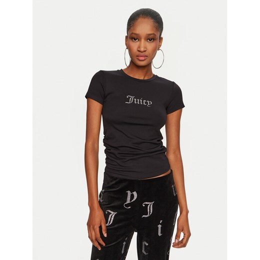 Juicy Couture T-Shirt Dot Ruched JCWCT24311 Czarny Slim Fit ze sklepu MODIVO w kategorii Bluzki damskie - zdjęcie 182719320