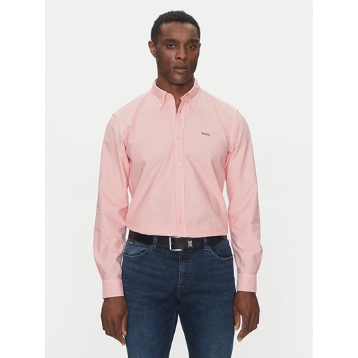 BOSS Koszula H-Roan 50521996 Różowy Slim Fit ze sklepu MODIVO w kategorii Koszule męskie - zdjęcie 182719490