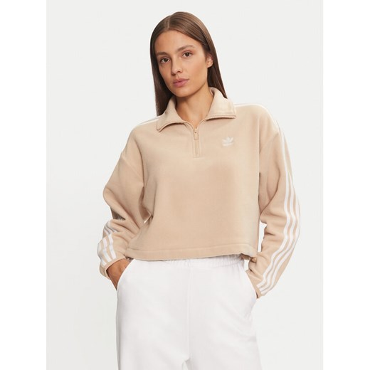 adidas Polar Polar Fleece 1/2 Zip IY7267 Beżowy Loose Fit ze sklepu MODIVO w kategorii Bluzy damskie - zdjęcie 182719564