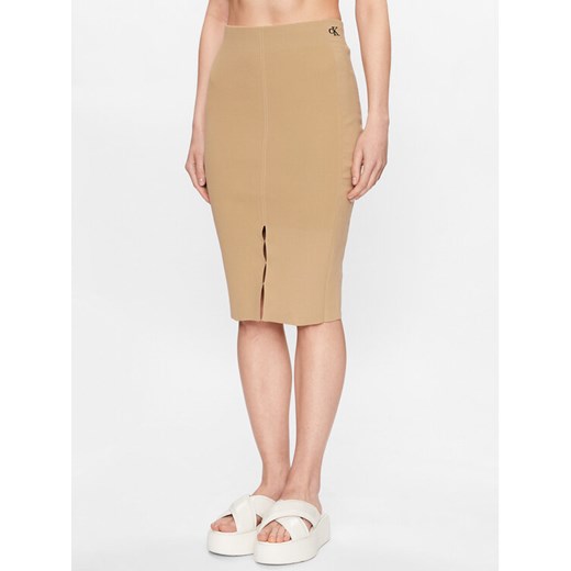 Calvin Klein Jeans Spódnica ołówkowa J20J221437 Beżowy Slim Fit ze sklepu MODIVO w kategorii Spódnice - zdjęcie 182719832