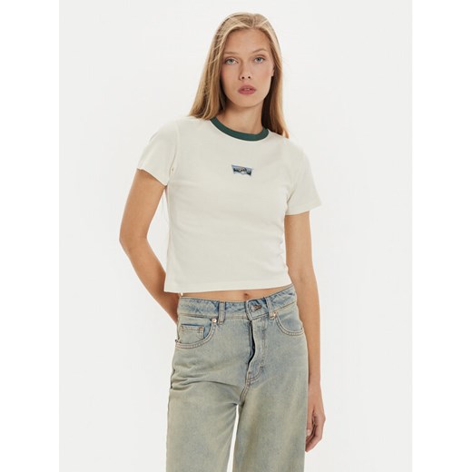 Levi's® T-Shirt Essential Sporty A8798-0014 Écru Slim Fit ze sklepu MODIVO w kategorii Bluzki damskie - zdjęcie 182719844