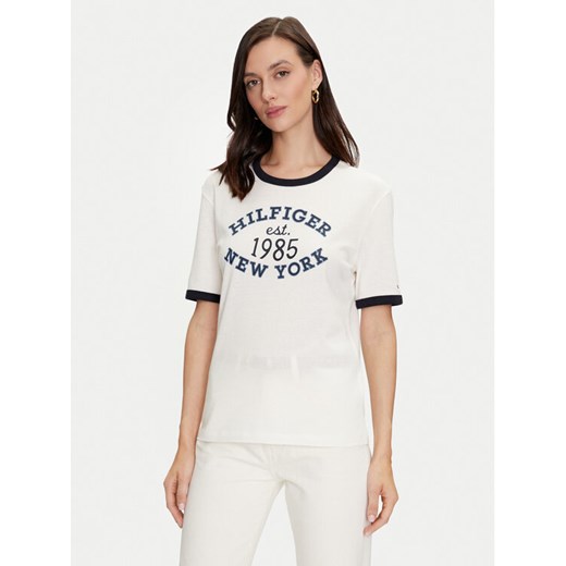 Tommy Hilfiger T-Shirt Varsity Ringer WW0WW42585 Biały Regular Fit ze sklepu MODIVO w kategorii Bluzki damskie - zdjęcie 182719880