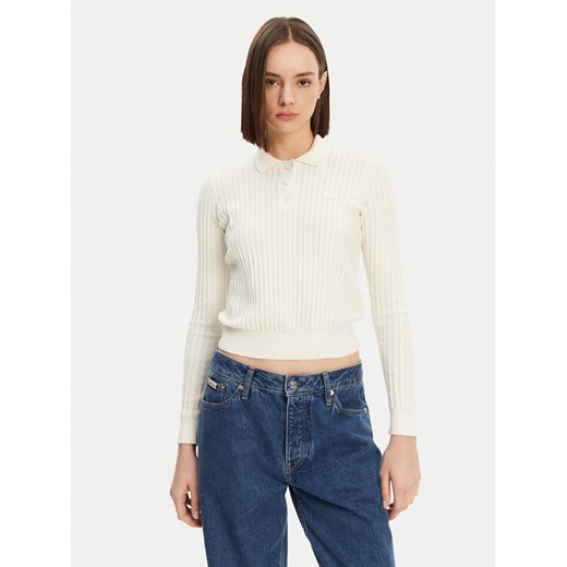 Lacoste Sweter AF9264 Écru Regular Fit ze sklepu MODIVO w kategorii Swetry damskie - zdjęcie 182719944