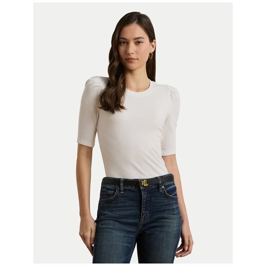 LAUREN RALPH LAUREN Bluzka 200902618006 Biały Slim Fit ze sklepu MODIVO w kategorii Bluzki damskie - zdjęcie 182719951