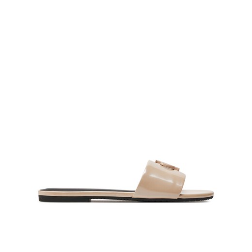 Calvin Klein Jeans Klapki Flat Sandal Slide Mg Met YW0YW01348 Beżowy ze sklepu MODIVO w kategorii Klapki damskie - zdjęcie 182720100