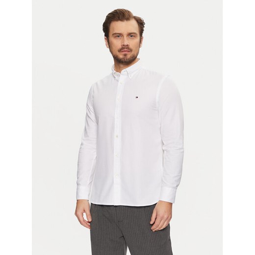 Tommy Hilfiger Koszula Flex Dobby MW0MW37578 Biały Slim Fit ze sklepu MODIVO w kategorii Koszule męskie - zdjęcie 182720360