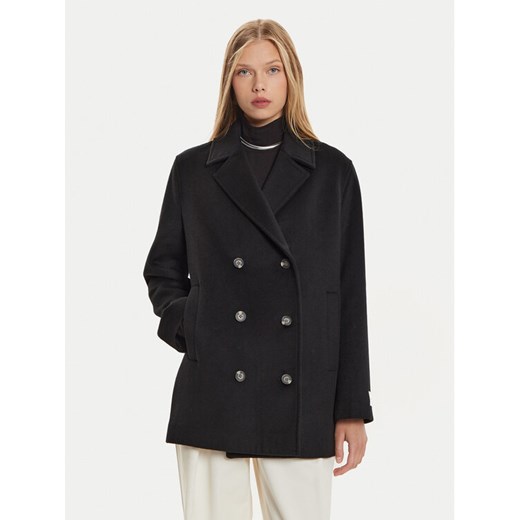 Calvin Klein Płaszcz wełniany K20K207699 Czarny Regular Fit ze sklepu MODIVO w kategorii Płaszcze damskie - zdjęcie 182720442