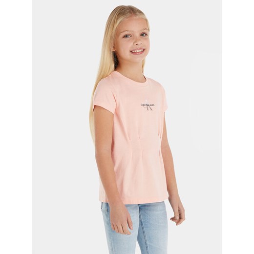 Calvin Klein Jeans T-Shirt Monogram IG0IG02103 Różowy Regular Fit ze sklepu MODIVO w kategorii Bluzki dziewczęce - zdjęcie 182720444