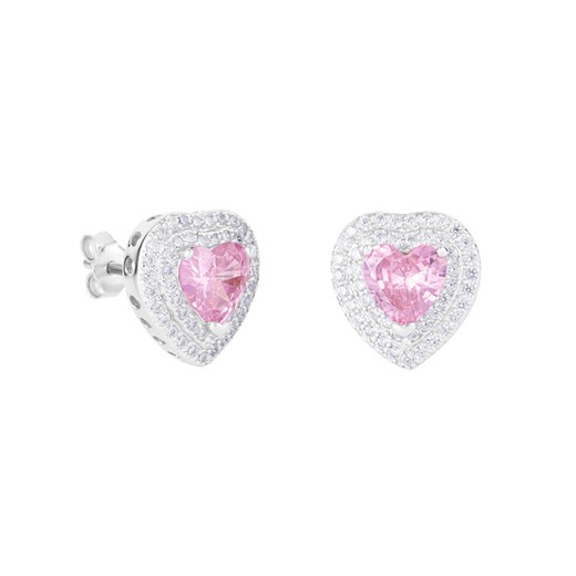 ICED STUFF Kolczyki Love Heart Pink Białe złoto ze sklepu MODIVO w kategorii Kolczyki - zdjęcie 182720460