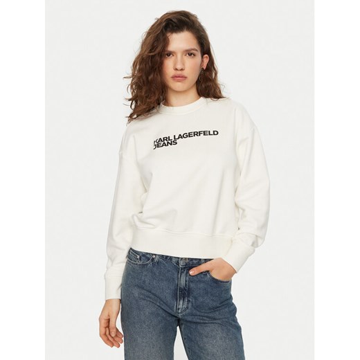 Karl Lagerfeld Jeans Bluza A1W20005 Biały Regular Fit ze sklepu MODIVO w kategorii Bluzy damskie - zdjęcie 182720964