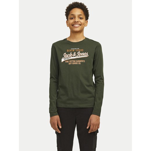 Jack&Jones Junior Bluzka Logo 12258880 Zielony Regular Fit ze sklepu MODIVO w kategorii T-shirty chłopięce - zdjęcie 182720994