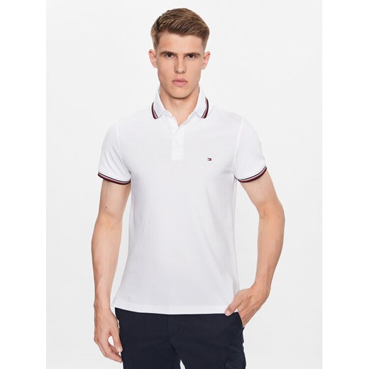 Tommy Hilfiger Polo 1985 MW0MW30750 Biały Slim Fit ze sklepu MODIVO w kategorii T-shirty męskie - zdjęcie 182721264
