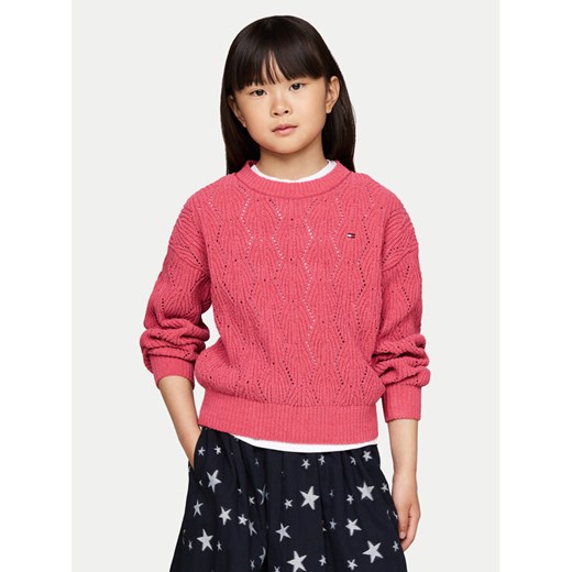 Tommy Hilfiger Sweter Chenille KG0KG08153 Różowy Regular Fit ze sklepu MODIVO w kategorii Swetry dziewczęce - zdjęcie 182721362