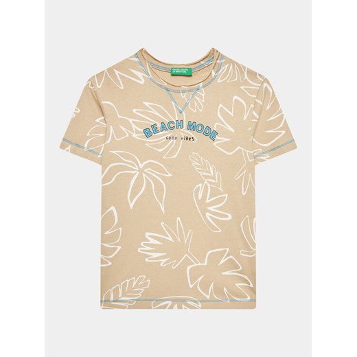 United Colors Of Benetton T-Shirt 34D3G109I Beżowy Regular Fit ze sklepu MODIVO w kategorii T-shirty chłopięce - zdjęcie 182721364