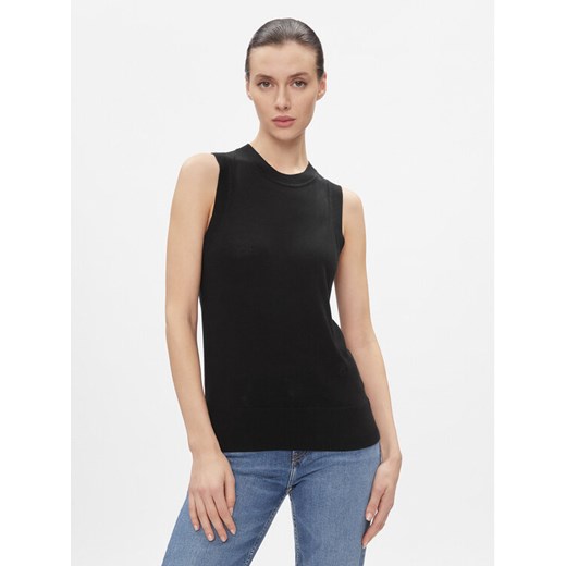 Tommy Hilfiger Sweter Md Lyocell Silk Blend Vest WW0WW40980 Czarny Regular Fit ze sklepu MODIVO w kategorii Swetry damskie - zdjęcie 182721460