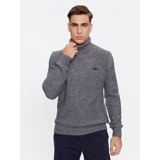 Aeronautica Militare Golf 232MA1455L509 Szary Regular Fit ze sklepu MODIVO w kategorii Swetry męskie - zdjęcie 182721582