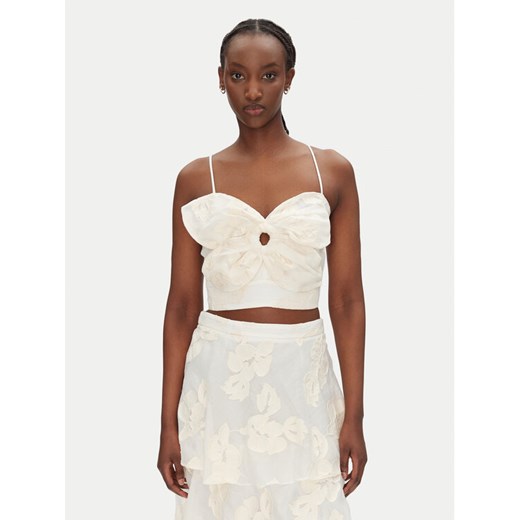 ACCESS FASHION Top 53-2120-558 Écru Slim Fit ze sklepu MODIVO w kategorii Bluzki damskie - zdjęcie 182721652