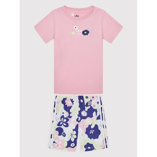 adidas Komplet t-shirt i spodenki Flower Print HC1949 Różowy Regular Fit ze sklepu MODIVO w kategorii Komplety dziewczęce - zdjęcie 182721730