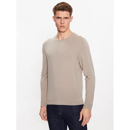 Calvin Klein Sweter K10K109474 Beżowy Regular Fit ze sklepu MODIVO w kategorii Swetry męskie - zdjęcie 182721912