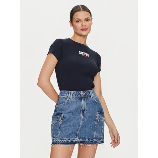 Guess Jeans T-Shirt W4YI64 KA0H1 Granatowy Slim Fit ze sklepu MODIVO w kategorii Bluzki damskie - zdjęcie 182721980