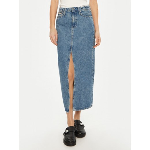 Calvin Klein Jeans Spódnica jeansowa J20J224532 Niebieski Straight Fit ze sklepu MODIVO w kategorii Spódnice - zdjęcie 182722170