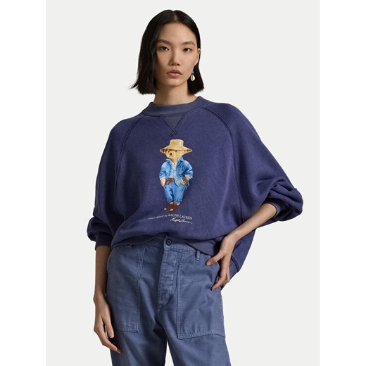 Polo Ralph Lauren Bluza 211959106001 Granatowy Oversize ze sklepu MODIVO w kategorii Bluzy damskie - zdjęcie 182722200