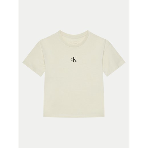 Calvin Klein Jeans T-Shirt IG0IG02136 Beżowy Boxy Fit ze sklepu MODIVO w kategorii Bluzki dziewczęce - zdjęcie 182722462