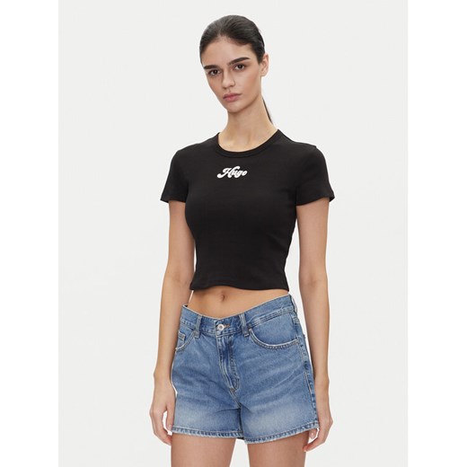 HUGO T-Shirt Delanor_2 50539132 Czarny Cropped Fit ze sklepu MODIVO w kategorii Bluzki damskie - zdjęcie 182722503