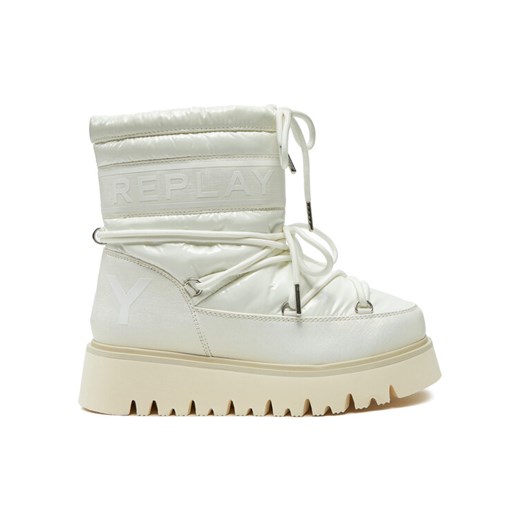 REPLAY Śniegowce Shiny-Effect Harper United Lace-Up GWF4R.000.C0002T Biały ze sklepu MODIVO w kategorii Śniegowce damskie - zdjęcie 182722563