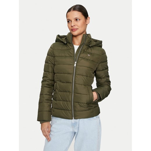 Tommy Jeans Kurtka zimowa Basic DW0DW18311 Zielony Slim Fit ze sklepu MODIVO w kategorii Kurtki damskie - zdjęcie 182722623