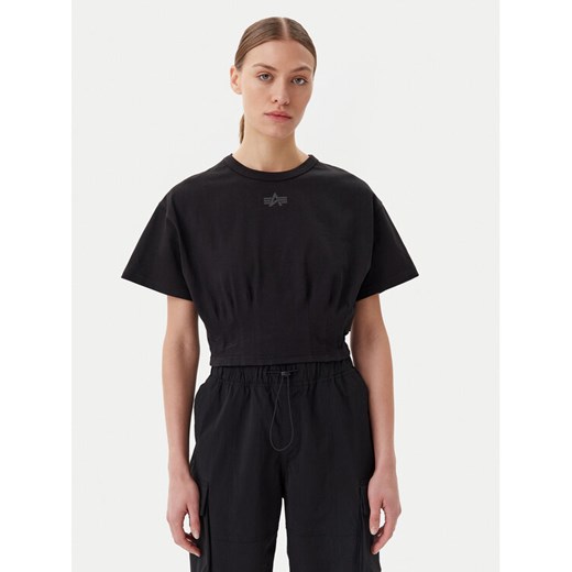 Alpha Industries T-Shirt Waisted 148070 Czarny Regular Fit ze sklepu MODIVO w kategorii Bluzki damskie - zdjęcie 182722832