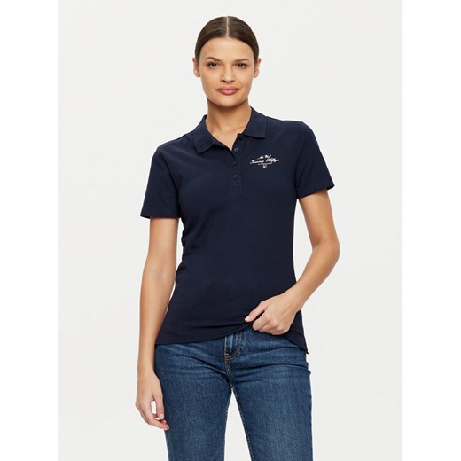 Tommy Hilfiger Polo WW0WW43930 Granatowy Slim Fit ze sklepu MODIVO w kategorii Bluzki damskie - zdjęcie 182722990