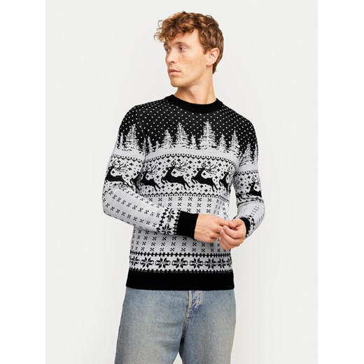 Jack&Jones Sweter Xmas Gabriel 12266118 Szary Regular Fit ze sklepu MODIVO w kategorii Swetry męskie - zdjęcie 182723081