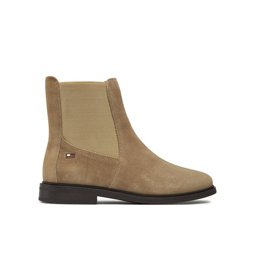 Tommy Hilfiger Sztyblety Flag Suede Low Chelsea FW0FW08176 Beżowy ze sklepu MODIVO w kategorii Botki - zdjęcie 182723090