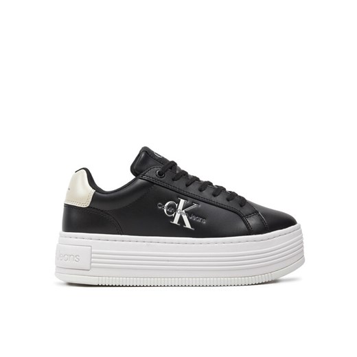 Calvin Klein Jeans Sneakersy Bold Platf Low Lace Lth Ml Mtl YW0YW01516 Czarny ze sklepu MODIVO w kategorii Trampki damskie - zdjęcie 182723232