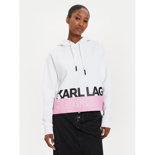 Karl Lagerfeld Jeans Bluza 245J1803 Biały Regular Fit ze sklepu MODIVO w kategorii Bluzy damskie - zdjęcie 182723391