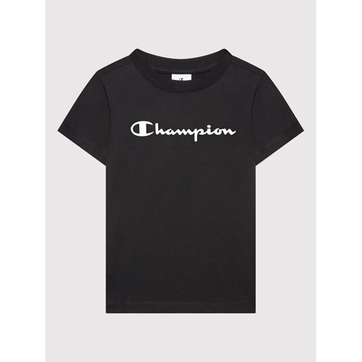 Champion T-Shirt Contrast Script Logo 404541 Czarny Regular Fit ze sklepu MODIVO w kategorii T-shirty chłopięce - zdjęcie 182723461