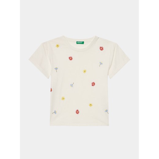 United Colors Of Benetton T-Shirt 3096C10I3 Écru Regular Fit ze sklepu MODIVO w kategorii Bluzki dziewczęce - zdjęcie 182723483