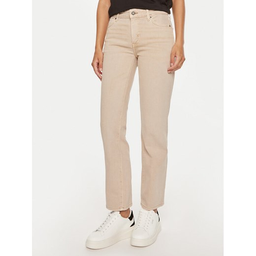 Guess Jeans Jeansy W4YA98 D5E71 Beżowy Straight Fit ze sklepu MODIVO w kategorii Jeansy damskie - zdjęcie 182723653